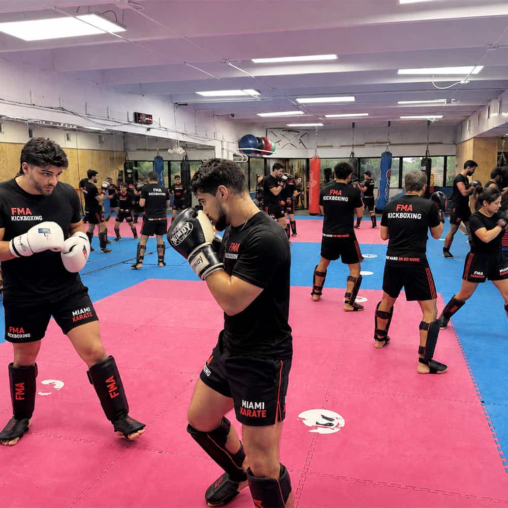 Adult kickboxing class at Family Kick Martial Arts